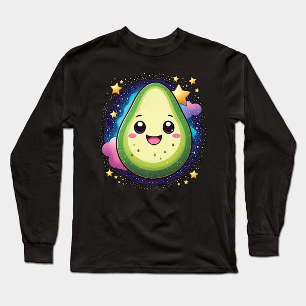 Kawaii Avocado in the Sky among Stars Long Sleeve T-Shirt by ArtfulTat